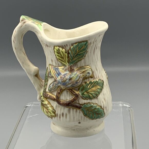 Vintage Individual Mini Creamer with Birds Gold Gilt Handpainted HC 1967 3" Tall - Picture 3 of 8